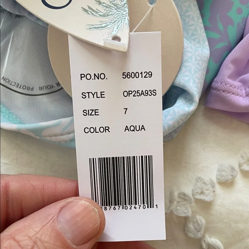 OP Pastel Patterned Swimwear lavender purple aqua nwt